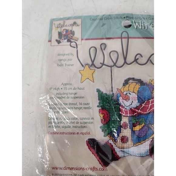 Dimensions Wire Welcome Santa Claus Snowman Greetings Counted Cross Stitch Kit - Picture 9 of 9